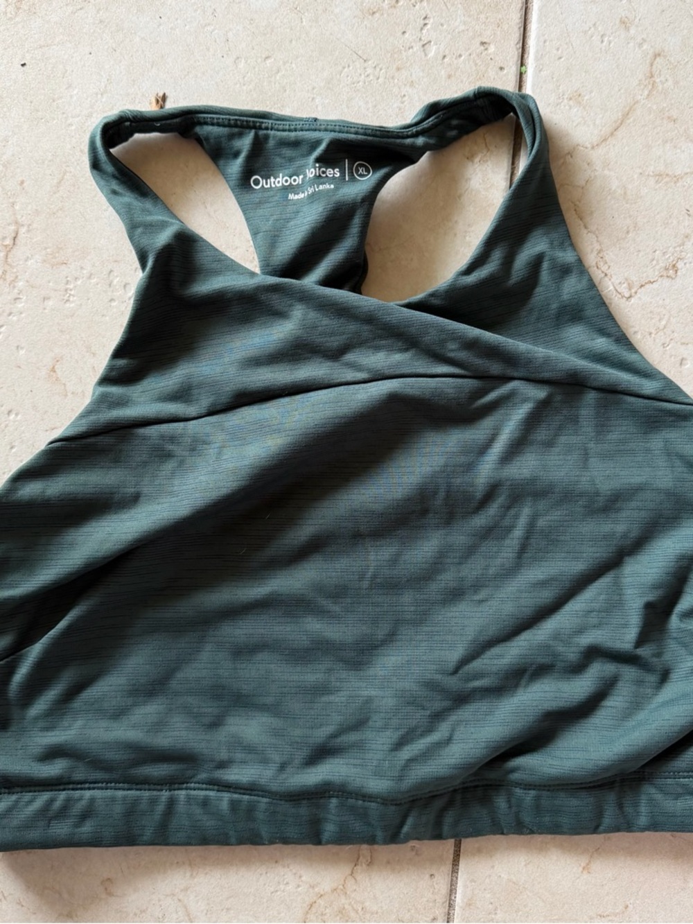 Outdoor Voices Compression Racerback Sports Bra- with no pads Olive Blue